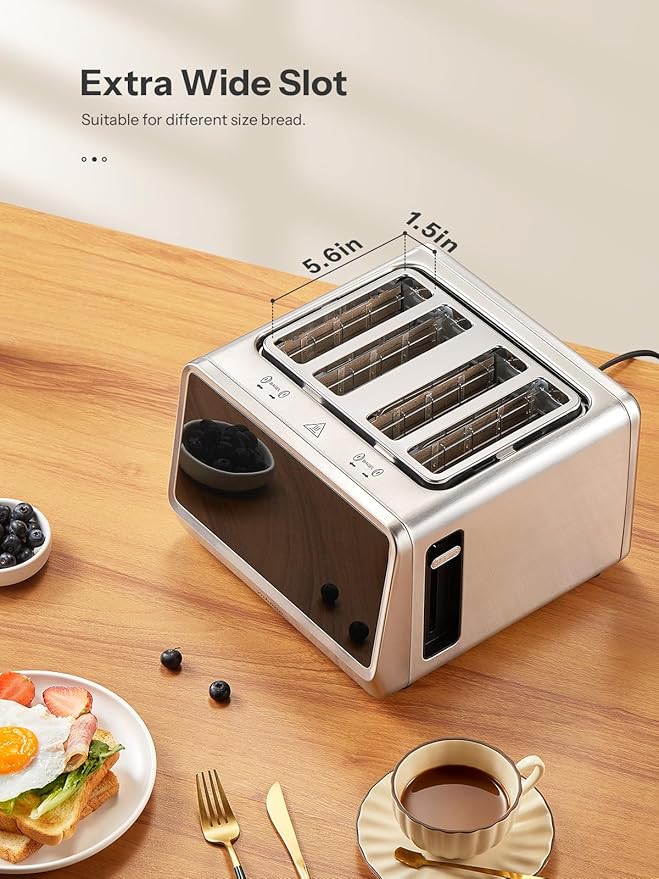 Yabano 4-Slice Toaster Smart Touch Control with Extra Wide Slots