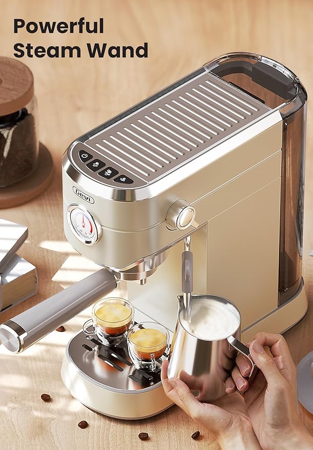Gevi 20Bar Espresso Machine,Compact Coffee Maker with Adjustable Steam Wand