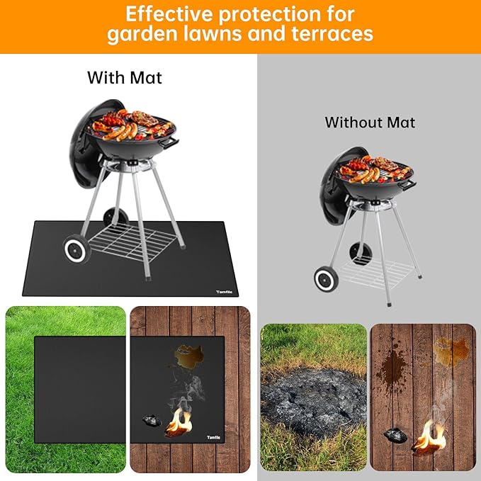 Tamfile 50x30 Inch Grill Mats for Blackstone, Double-Sided Fire Pit Mat