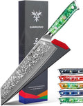 SANMUZUO 8.5 inch Kiritsuke Kitchen Chef Knife - 67 Layers Damascus Steel & Resin Handle - Xuan Series(Jade Green)