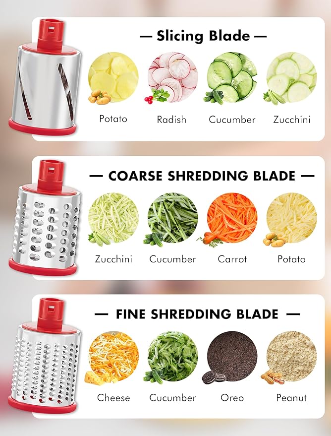 GDL Cheese Grater Hand Crank, Rotary Cheese shredder, Vegetable Slicer