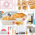 Aliggbent 38Pcs Sourdough Starter Kit, Rattan Banneton Proofing Baskets Jar