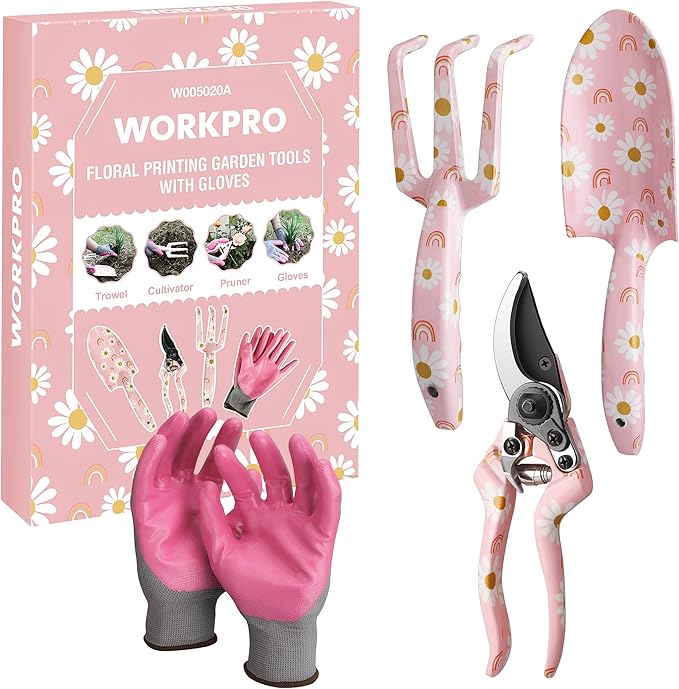 WORKPRO Aluminum Garden Tool Set, 4PCS Heavy Duty Gardening Tools