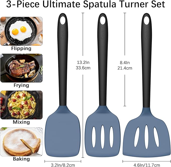 Coukre 3 Pack Silicone Spatula Set, Heat Resistant to 500°F, BPA-Free