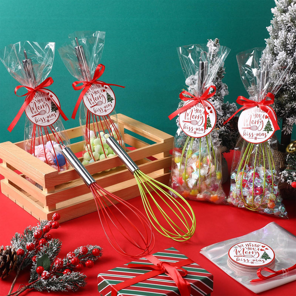 FoldTier 16 Sets 12 Inch Whisks Bulk DIY Fillable Whisk Gifts Colored Silicone Whisks for Cooking Heat Resistant Egg Beaters for Candy Holder Party Favors