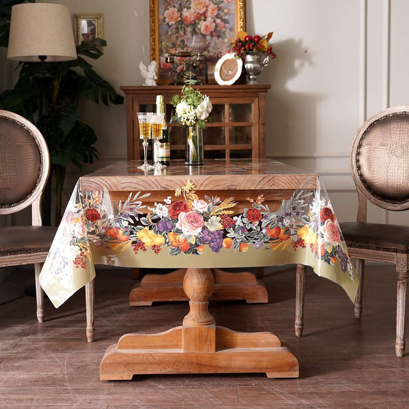 Artbloss Clear Table Cover Protector PVC Plastic Table Cover, 55" x 104"