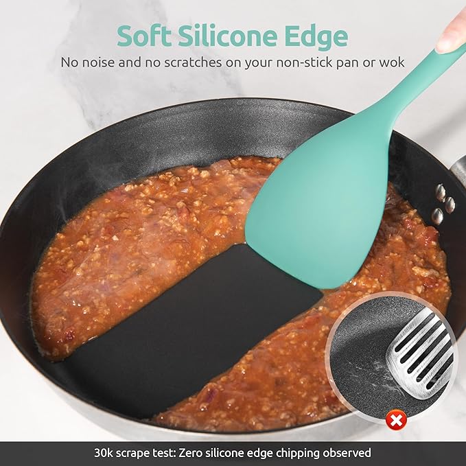 U-Taste Silicone Wok Spatula, 600ºF Heat Resistant Stir Fry Tool, Aqua Sky