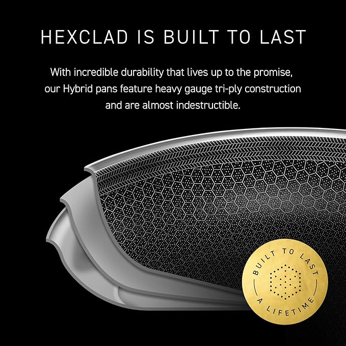 HexClad Hybrid Nonstick Roasting Pan with Rack, Dishwasher-Friendly, Oven-Safe Up to 900°F, Compatible with All Cooktops