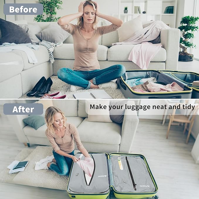 YEEKORO Vacuum Bag for Travel, Professional IPX8 Waterproof Reusable Vacuum Compression Bags for Travel Suitcases, Durable Space Saver Bag(3 PACK,With Pump)