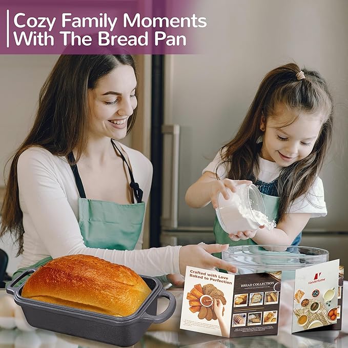 Vanderlume Cast Iron Loaf Pan with Lid 9x5 Inch,Sourdough Pan