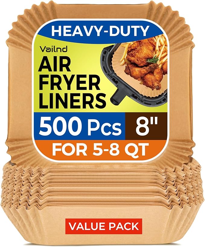 500 Pcs 8" Square Air Fryer Liners Disposable for 5-8QT, Airfryer Paper