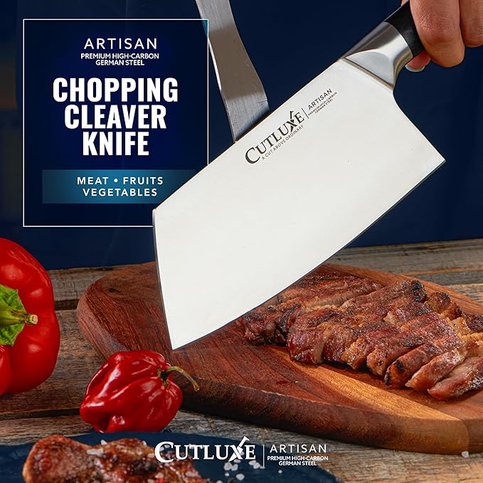 Cutluxe Meat Cleaver Knife, 7" Heavy Cleaver Butcher Knife – German Steel