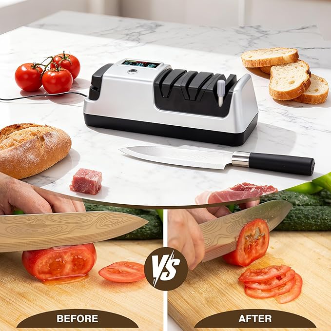 Ceelpeopar Electric Knife Sharpener for Kitchen, 3-Stage, LCD Screen