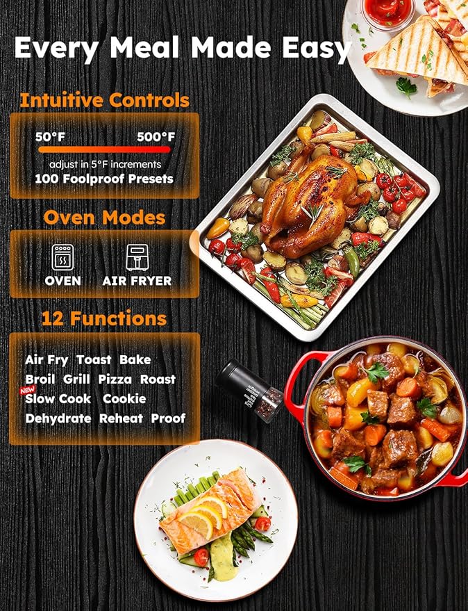 Nuwave Bravo Pro Smart Toaster Oven Countertop, True Air Fryer Combo