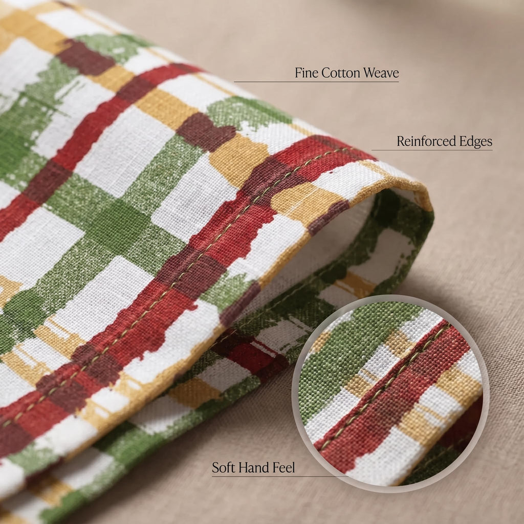 Urban Villa Cloth Napkins Cotton 20x20 (Set of 12) Check Print