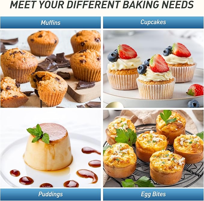 2 Packs 12 Cups Silicone Muffin Pan with Metal Reinforced Frame Regular Size Cupcake Pan Tray Egg Bites Silicone Circle Cookie Molds Muffin Tin Tart Pans Baking Sheet Set for Breakfast Sandwiches