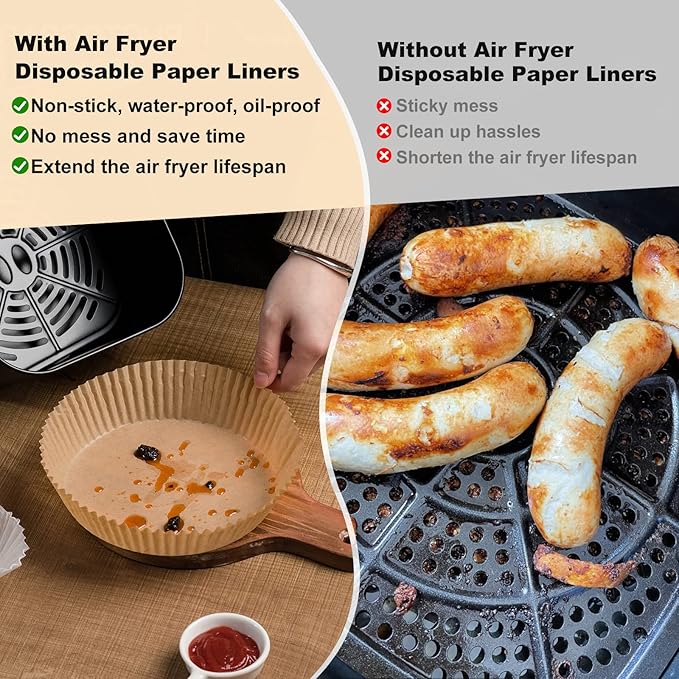 250 Pcs 8" Round Air Fryer Liners Disposable for 5-8QT