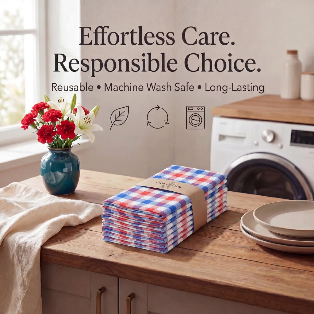 Urban Villa Cloth Napkins July4th 20x20 (Set of 12) Red/Blue