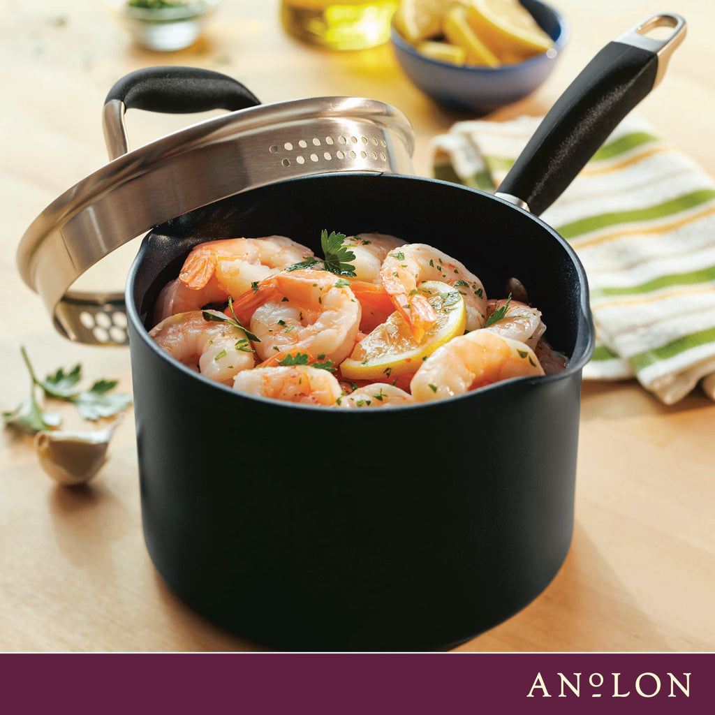 Anolon Advanced Home Hard-Anodized Nonstick Saucepan with Lid, 2-Quart