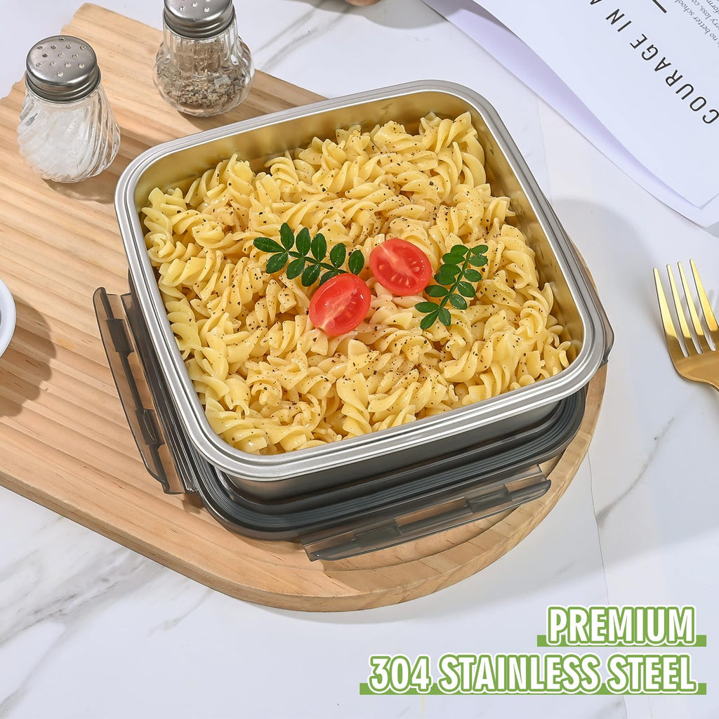 2 Pack Sandwich Containers, 40oz Stainless Steel Sandwich Box with Airtight Lids, Reusable Metal Meal Prep Lunch Boxes, BPA-Free, Dishwasher Safe, Large Capacity Food Storage Containers (Green)