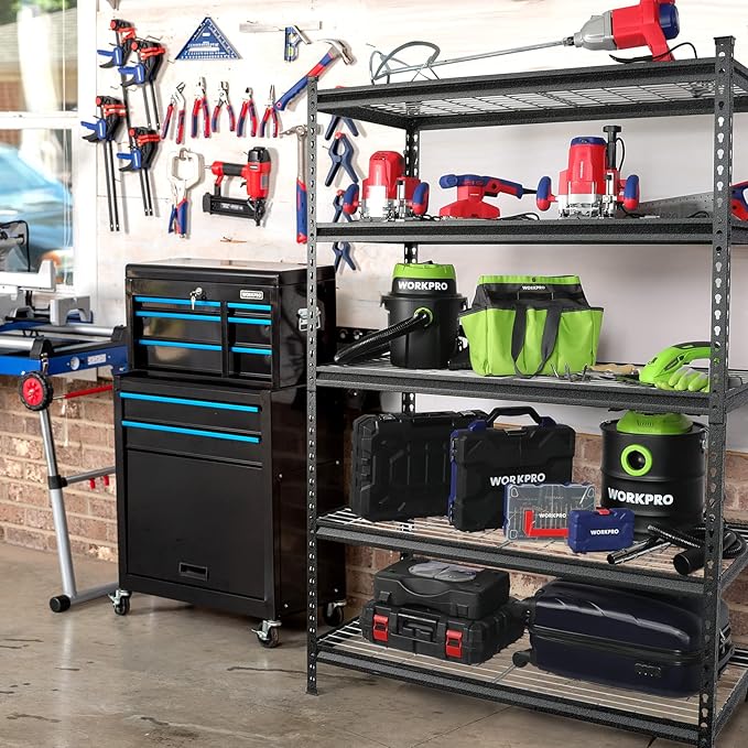 WORKPRO 5-Tier Adjustable Metal Shelving, 48”Wx24”Dx72”H, 4000LBS Capacity