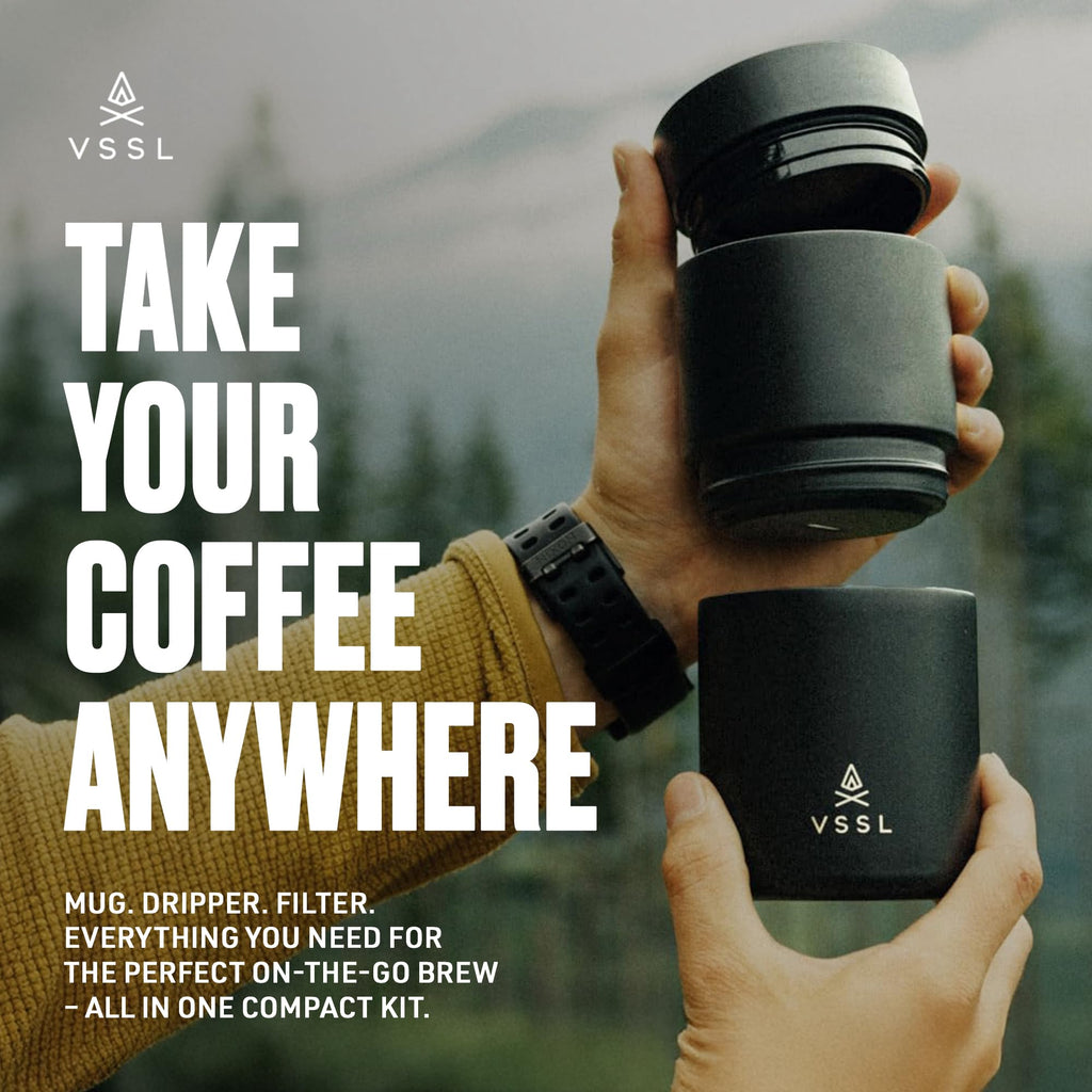 VSSL Nest Pour Over Coffee Maker, Transportable and Compact Pour Over Coffee Maker (black, Nest Pour Over Coffee Set)
