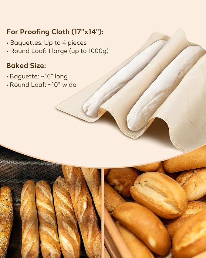 Feagar Bread Proofing Basket Set: XL 11.5” Banneton Holds 1000g Dough, Includes Multi-Purpose Proofing Cloth for Baguettes, Round Loaf & Sourdough Bread Baking Supplies | 2-Pack with Liners & Covers