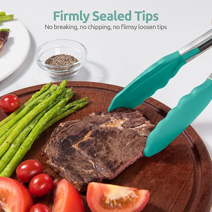 U-Taste Kitchen Tong for Cooking, 480ºF Heat-Resistant Tps, 7in/Aqua Sky