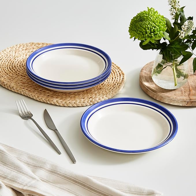 Portmeirion Potter's Stripe Salad Plate - Blue, Set of 4