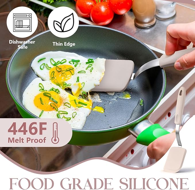 Yetene 2 Pcs Mini Silicone Cookie Brownie Spatula,Solid Flat,Khaki