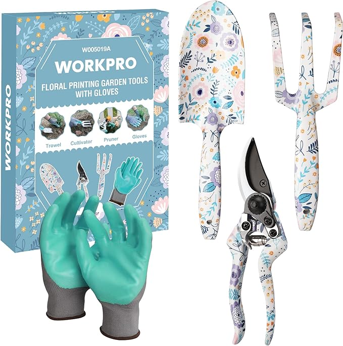 WORKPRO Aluminum Garden Tool Set, 4PCS Heavy Duty Hand Garden Tools