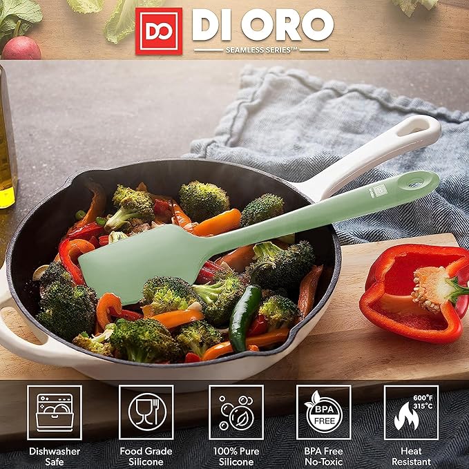 DI ORO Large Silicone Spatula - 600F Heat Resistant, Sage