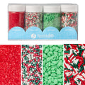 Sweets Indeed Sprinkles, 4 Pack, Edible Sprinkle Mix, Perfect for Cake Decorations, Baking, Ice Cream, Cookies, Cupcake Topper (Christmas)