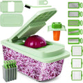 Vegetable Chopper, 16-in-1 Mandoline Slicer Dicer Grater Spiralizer with Container, 8 Stainless Steel Blades for Onion Salad Salsa Meal Prep