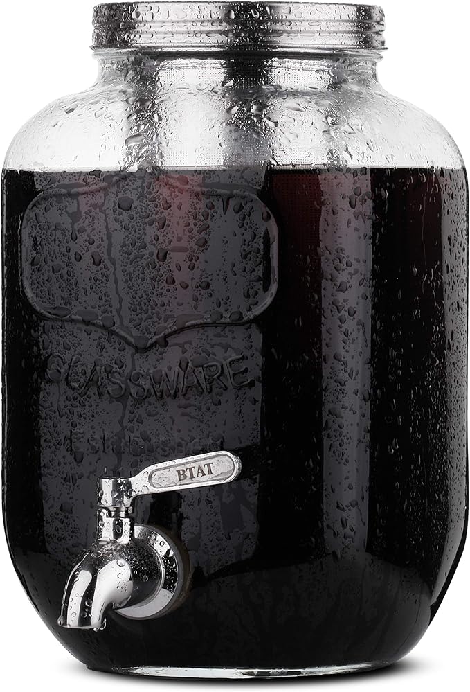 BTaT- 1 Gallon Cold Brew Coffee Maker, Thick Glass Pitcher