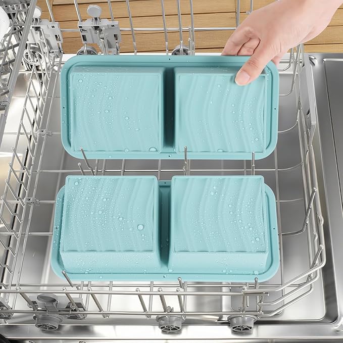 Yomarket Silicone Freezer Trays with Lids 2 Cup Soup Freezer Containers Molds with 10 Large Freezer Bags, 2 Pack Ice Cube Trays for Freezing Soups, Stews, and Sauces, Dishwasher Safe