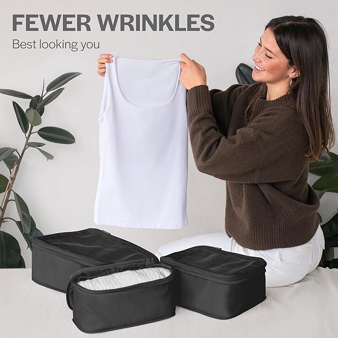 Aerotrunk Compression Packing Cubes for Travel, 6-Pack, Black
