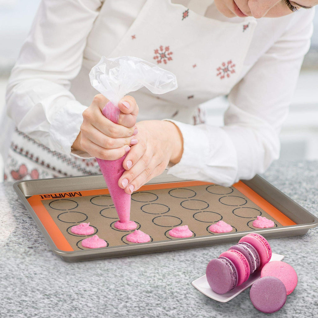 MMmat Best German Silicone Baking Mat, 2 Half Sheets + 1 Macaron Sheet
