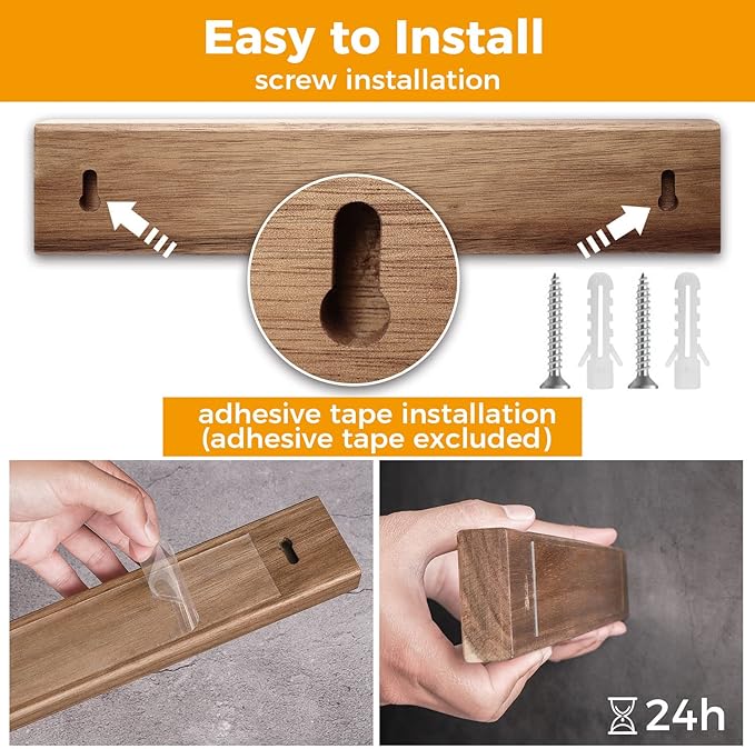 KEEMAKE Magnetic Knife Block with Acrylic Shield, Thickened Wood Kitchen Knife Holder Stand without Knives, Double Side Strong Magnets Knife Storage Organizer for Kitchen Counter top