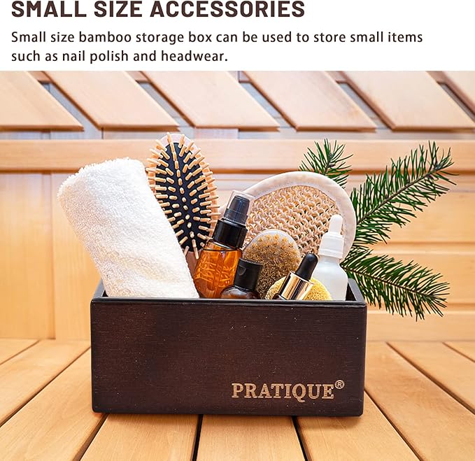 PRATIQUE Bamboo Drawer Organizer - Kitchen Utensil Organizer Silverware Tray Cutlery Holder，Office Desk Supplies and Accessories,5.9 * 3 * 2.6,Nut-brown
