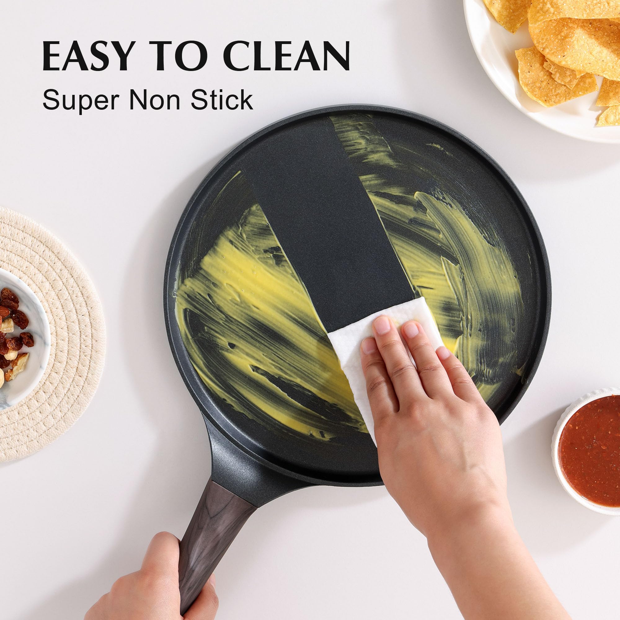 SENSARTE 10 Inch Nonstick Crepe Pan Granite Coating Pancake Pan Black