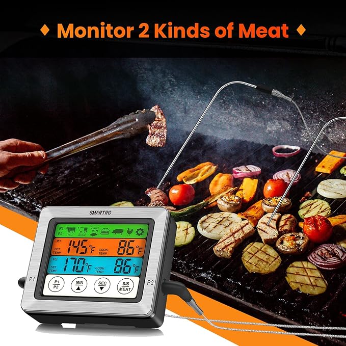 SMARTRO ST54 Dual Probe Digital Meat Thermometer with Timer Mode