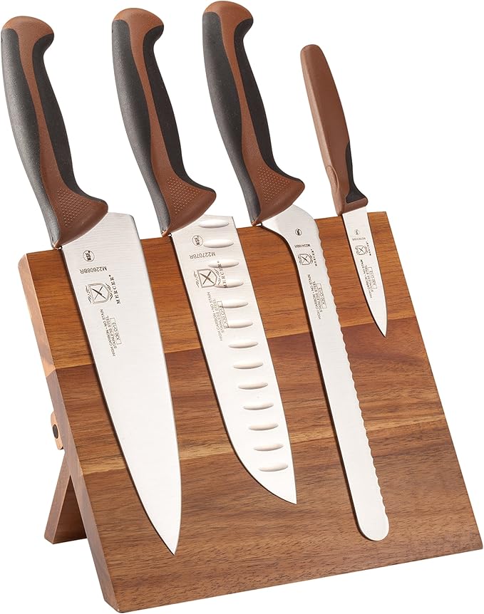 Mercer Culinary Millennia Colors 5-Piece Magnetic Board Set with Chocolate Handles, Acacia, 16 x 8 x 18 inches