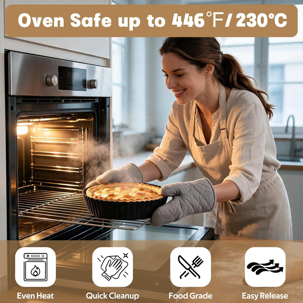 2 Pack 9.5 Inch Pie Pan with Removable Bottom for Baking Deep Quiche Dish