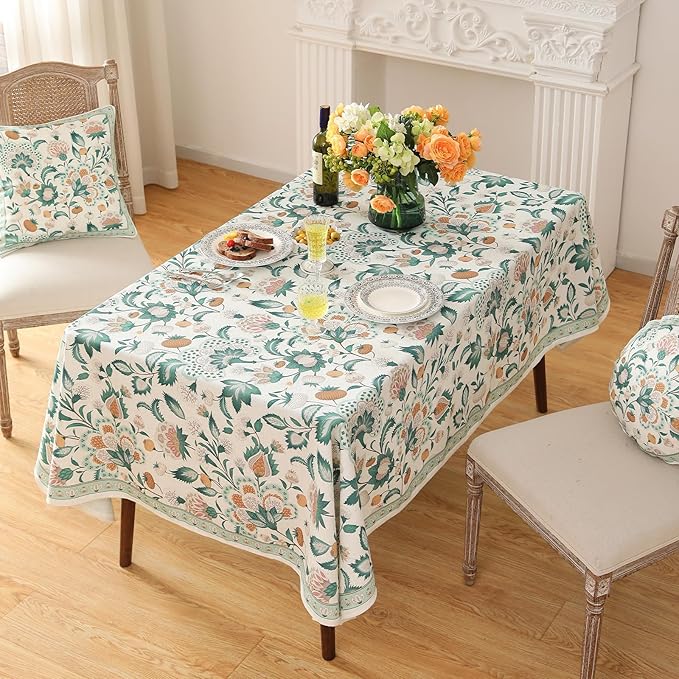 patdrea Vintage French Linen Tablecloth,Rectangular,110"x63"-Tree Life