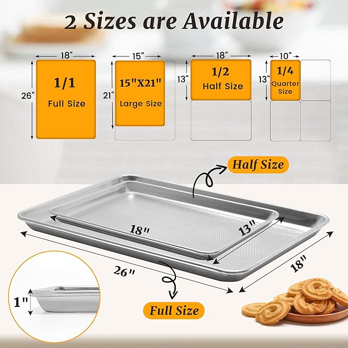 FSUON 12 Pack Full Size Perforated Aluminum Baking Sheet, 26 x 18 in