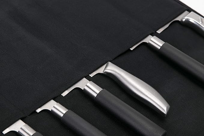 HERSENT Knife Roll,Chef’s Knife Roll Case,Waxed Canvas Cutlery Knives Holders Protectors,Home Kitchen Cooking Tools and Utensils Wrap Bag Wallet,Multi-Purpose Brush Roll Bag,Travel Tool Roll Pouch