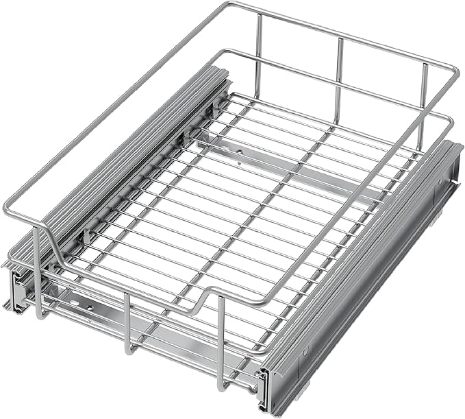 Pull Out Cabinet Organizer 11" W X 22" D, Chromed, Full Slide Out Drawers