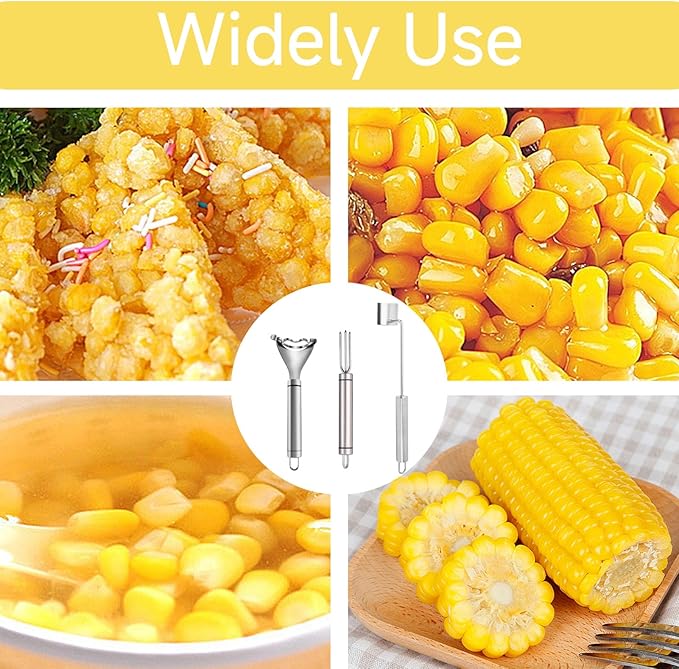 3 Pcs Corn Tool Set – 2026 Upgraded Corn Peeler for Corn on the Cob,Corn Holder, Corn Cob Stripper Tool,Multi-Use Corn Cob Stripper Tool for Home Kitchen, Outdoor Barbecues & Camping
