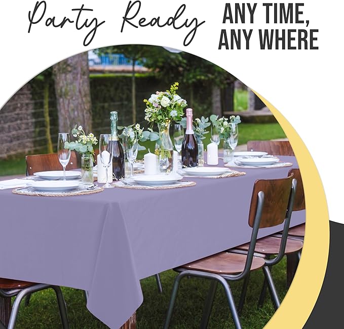 Exquisite 66% Thicker Premium Plastic Table Cloth Rectangle Table Cover 0.5 Mil 12 Pack Lavender Table Cloth 54 Inch x 108 Inch Disposable Tablecloth Won't Tear Easily Like Cheap Thin Brands